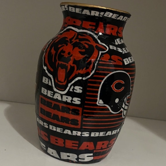 Handmade Chicago Bears Decorative Vase | One-of-a-Kind Fan Art Piece - Picture 6 of 8